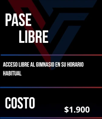 El pase libre: Acceso libre al gimnasio en su horario habitual. Costo: $UYU 1900.